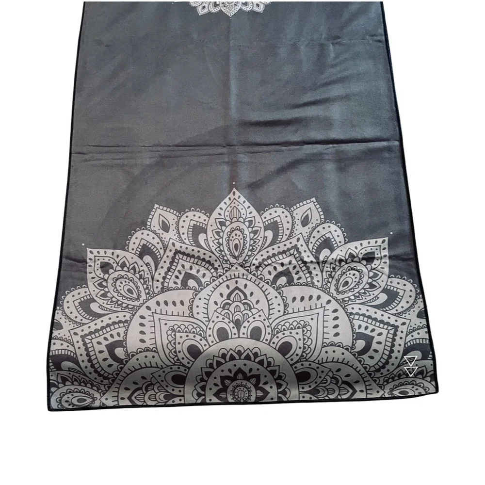 Yoga Design Lab Hot Yoga Towel (Yoga Mat Towel)  in Black with Mandala Print - Picture 6 of 8